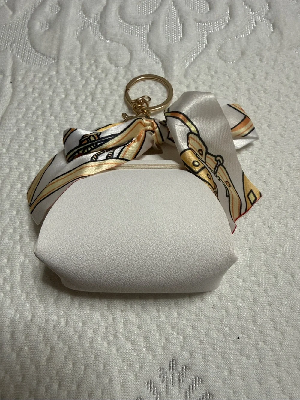 Set of 3 Silky Charm Keychain Coin Pouch - Pink, Orange, White